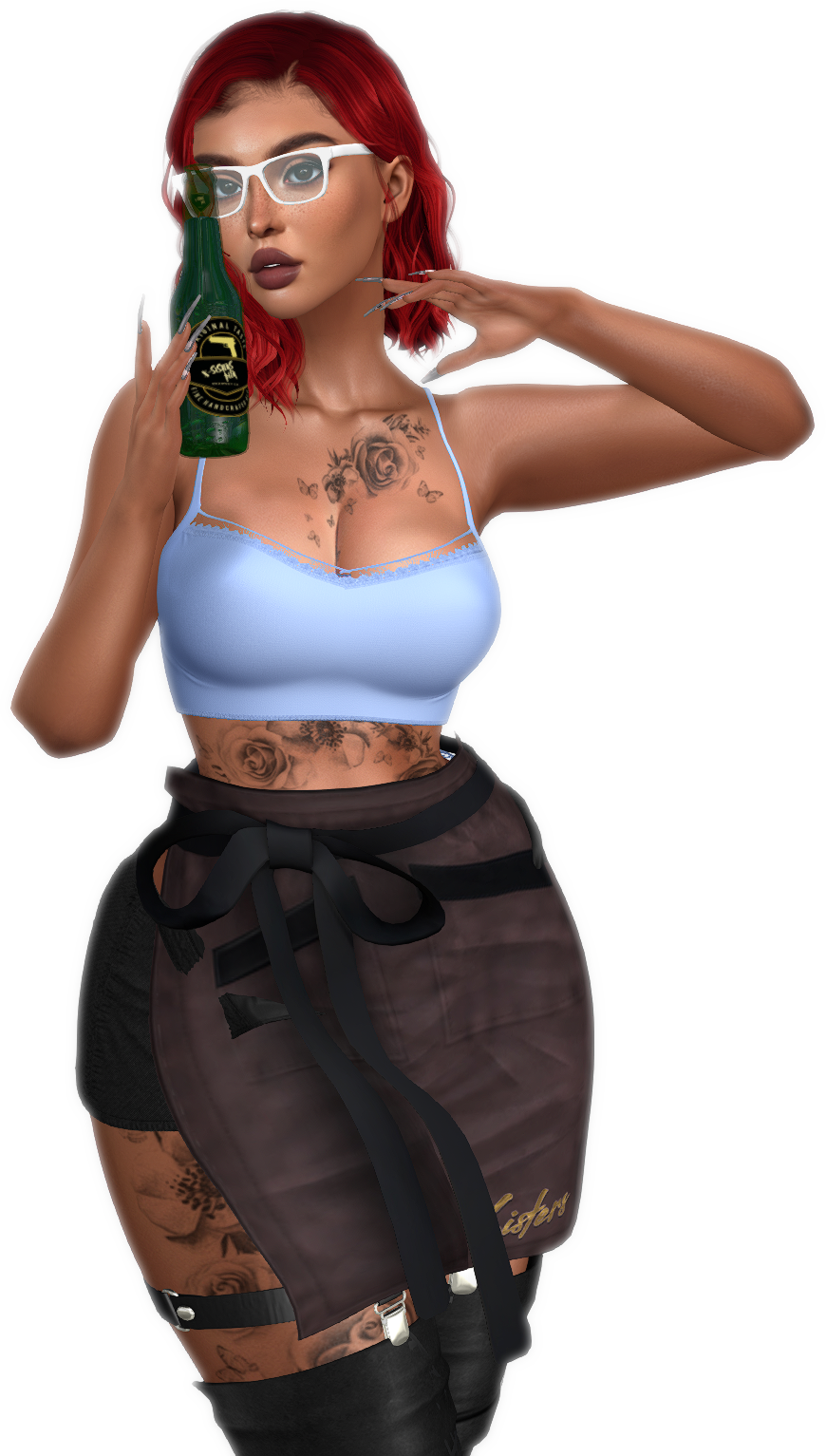 Dee holding an X-Sisters Beer