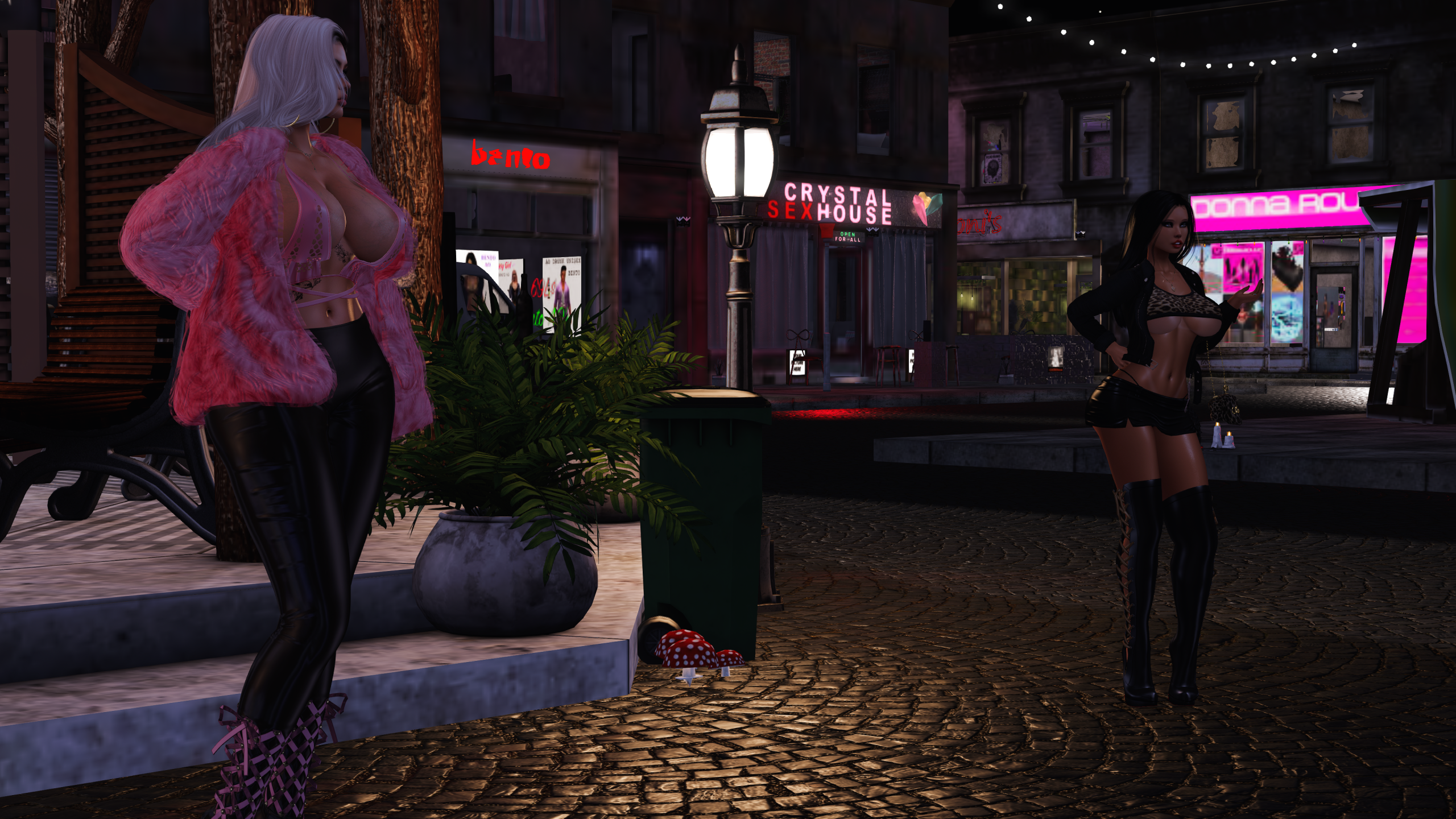 Escorts hanging out on the street in Second Life